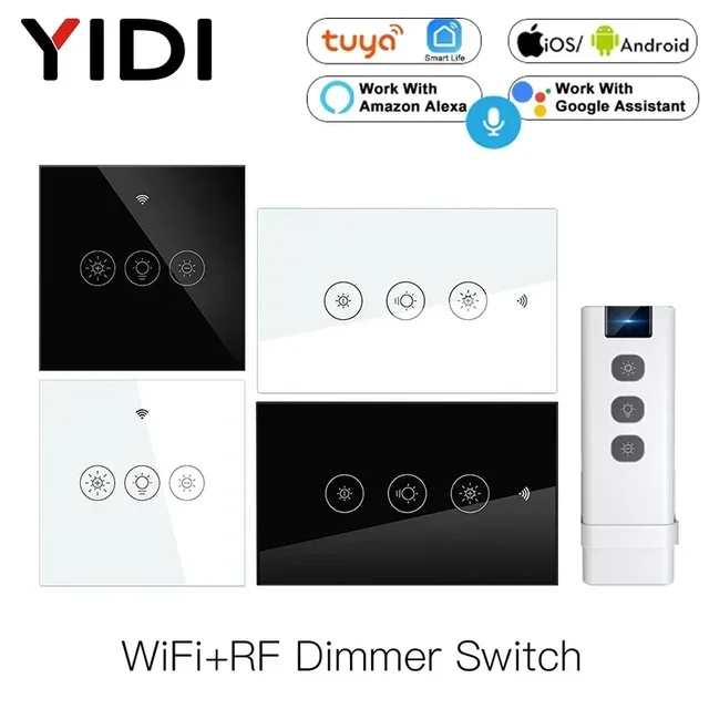 Tuya WiFi RF Smart Light Dimmer Switch 2/3Way Multi-สมาร์ท Life APP รีโมทการควบคุม alexa Google Voice Control 1