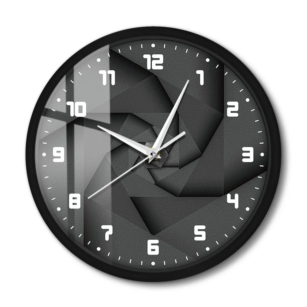 3D Vortex Printing Non-ticking Wall Clock Metal Frame Metal Frame Clock  