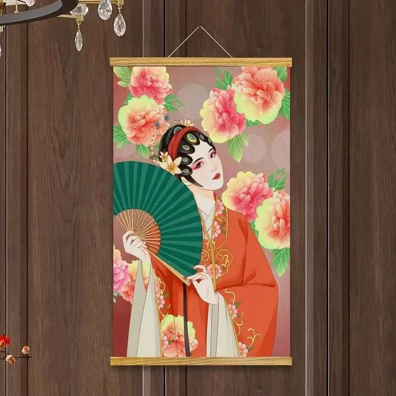 중국 시크한 중국 스타일 벽 장식 그림, 거실 현관 홈스테이, 단단한 나무 천 걸이식 그림
