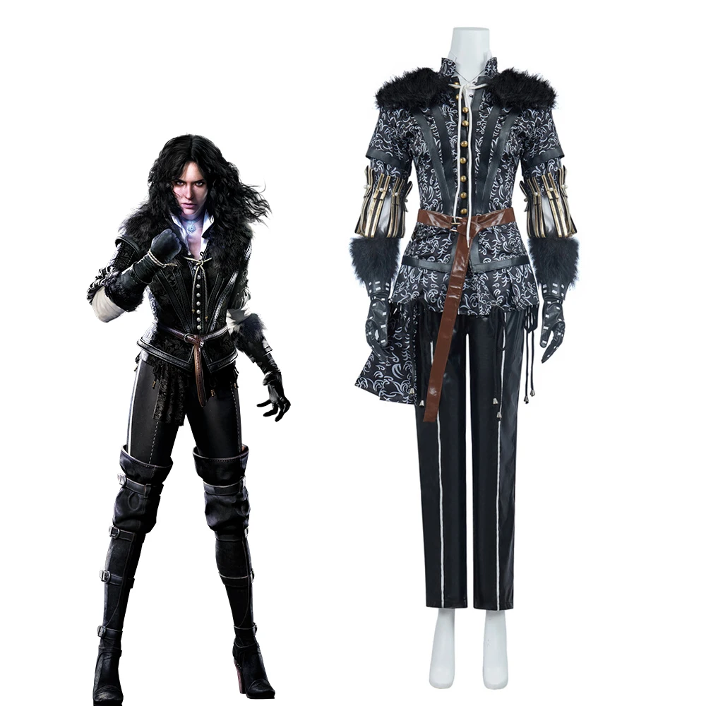 

Game Yennefer Cosplay Costume Women Retro Punk Uniform Top Pants Suits Halloween Carnival Theme Party Fighting Outfits