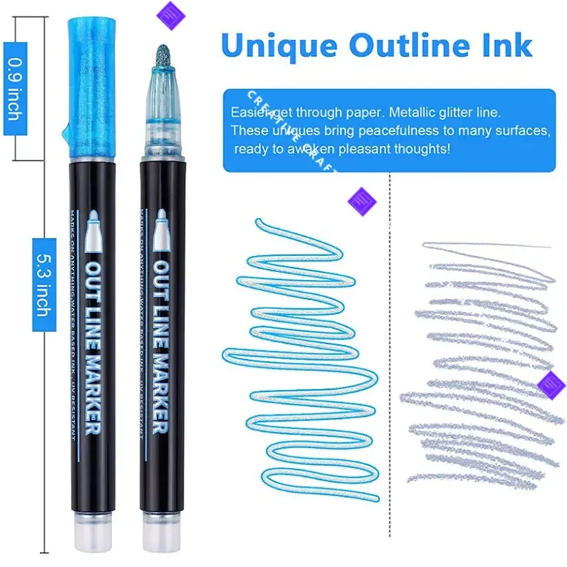 6Pcs drawing pen Water Markers Water Mat Pens Outline Marker Pens