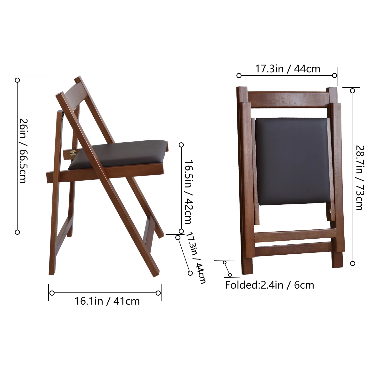 Folding Chair for Dining Table Convenient and Saving Space Suitable for Event Party 198LB Weight Capacity Two Chairs