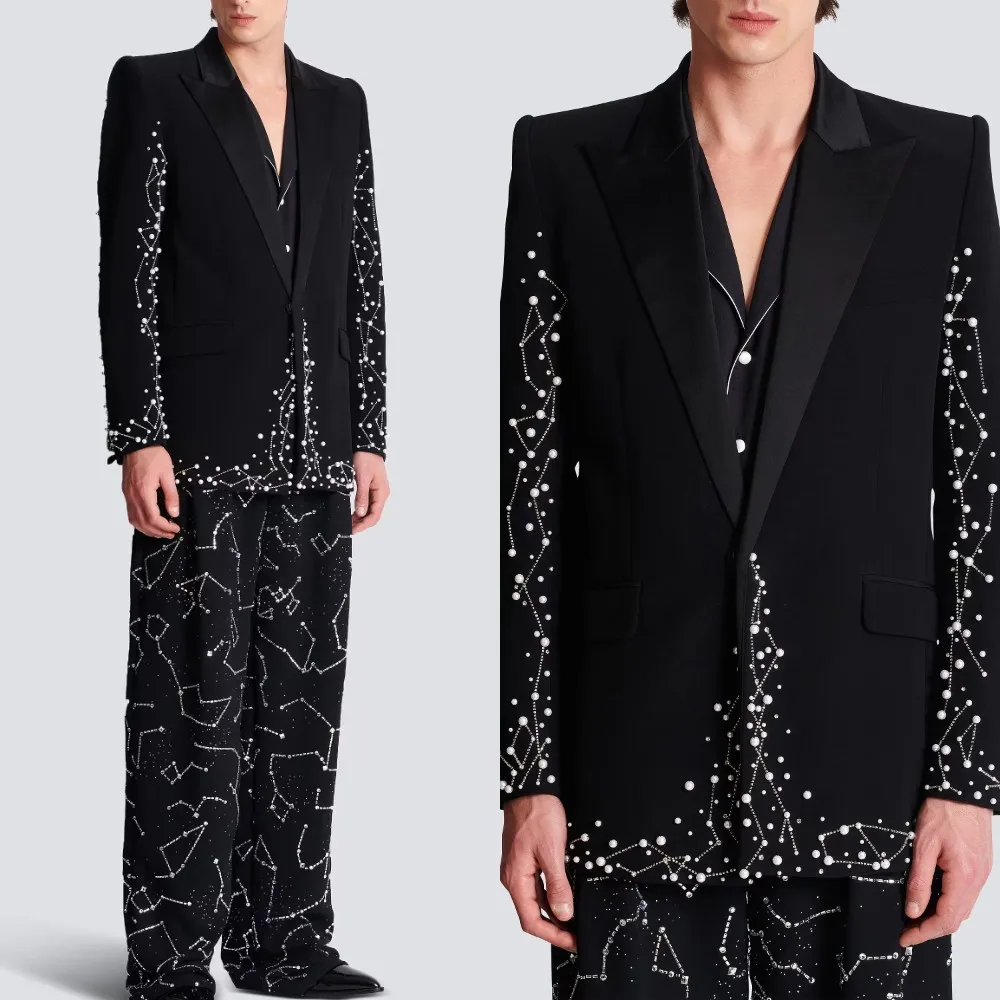 Costume de mariage moderne perlé pour hommes