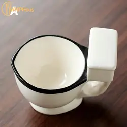 Quirky 300ml Ceramic Toilet - Shaped Mug with Handle - Fun Gift for Coffee, Tea, or Ice Cream Lovers (A)