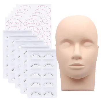 Testa di manichino per estensione ciglia con pratica ciglia Testa di manichino in silicone Cuscinetti per occhi Kit di forniture per estensione ciglia