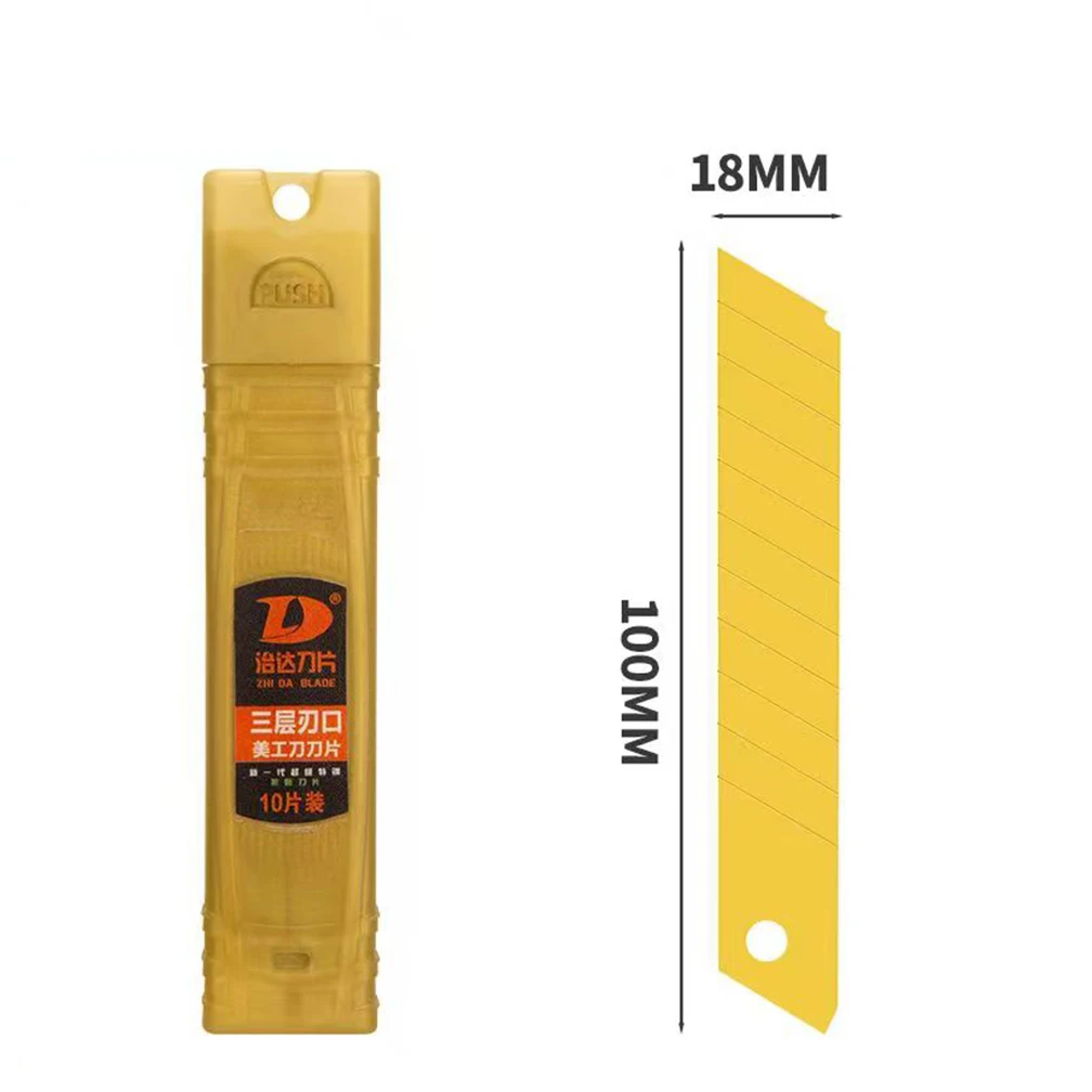Titanium Alloy Upgraded Gold Utility Knife Blade 50PCS Thickened 0.6mm Material Is Sharp And Durable 18mm*100mm Art Blades
