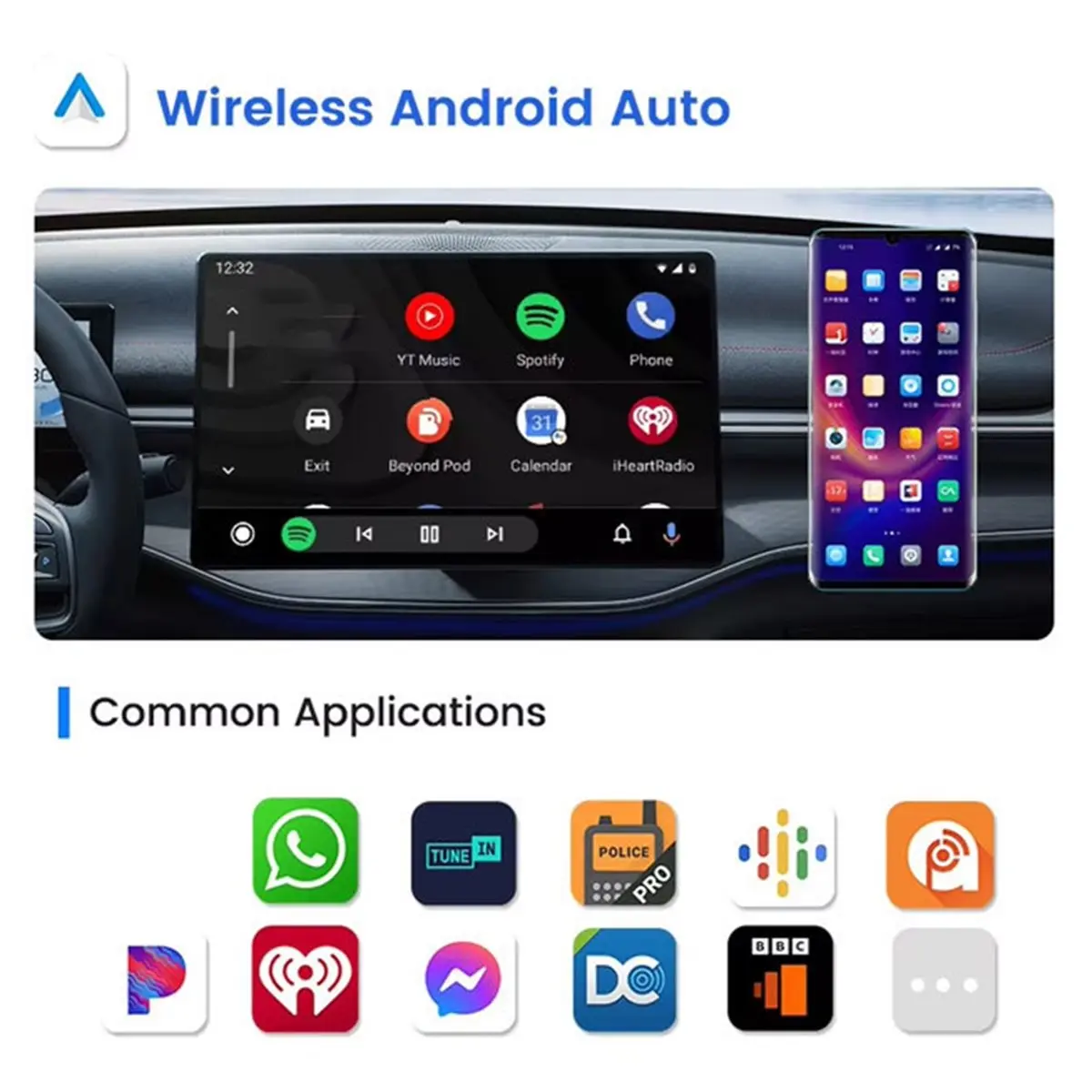 A10R 2 in 1 무선 CarPlay 안드로이드 오토 USB 어댑터 동글 스마트 미니 박스 플러그 앤 플레이 (대부분의 차종 호환)