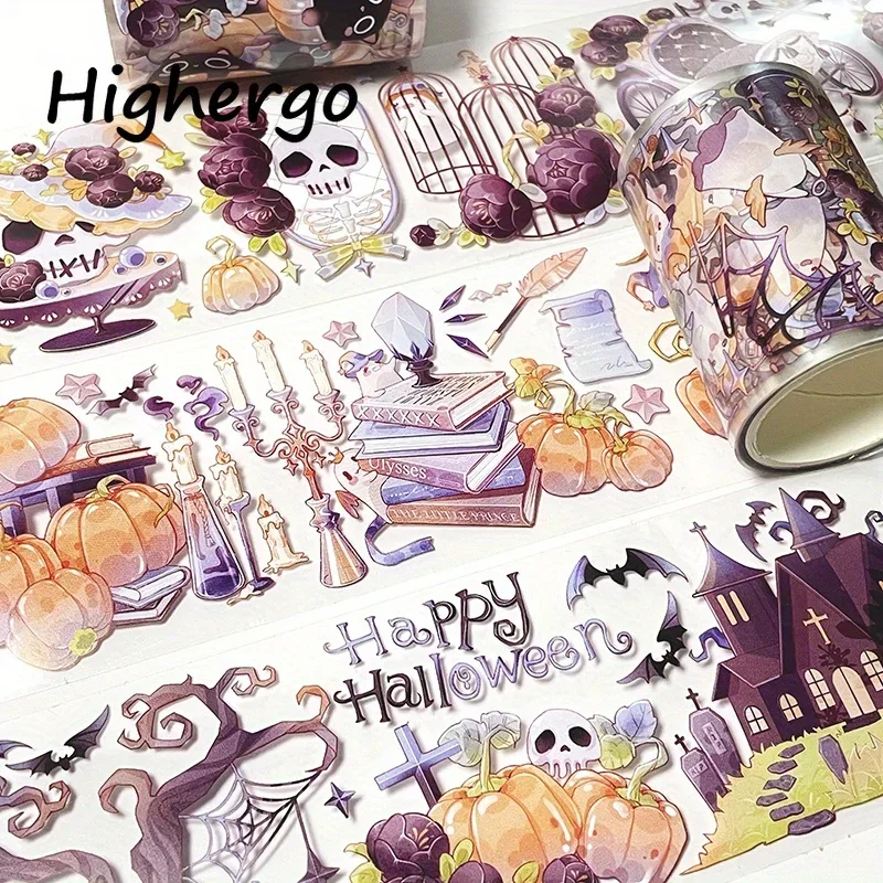 5Rolls/Set PET Tape Halloween Washi Masking Tape Decorative Adhesive Stickers For Scrapbooking Journal Aesthetic Stationery 3