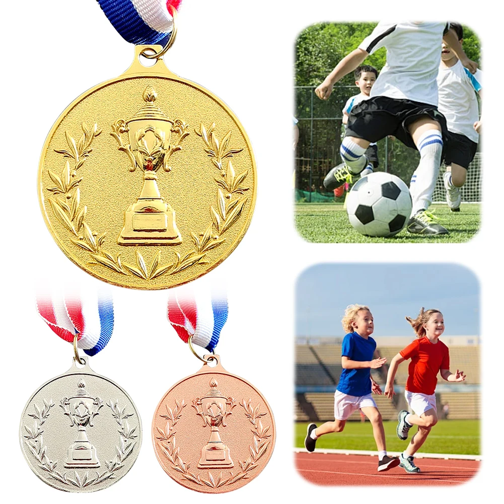 5.2cm Gold/Silver/Bronze Medal Award Medals with Neck Ribbon Sports Rewards Metal Winner Medals for Sports Competition Award Medals