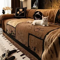 Chenier Vintage Sofa Cover Cloth Anti Cat Scratch Anti Slip Backrest Towel  A Whole Fully Enclosed Dust Couch Cover Cloth 3 Seat 1