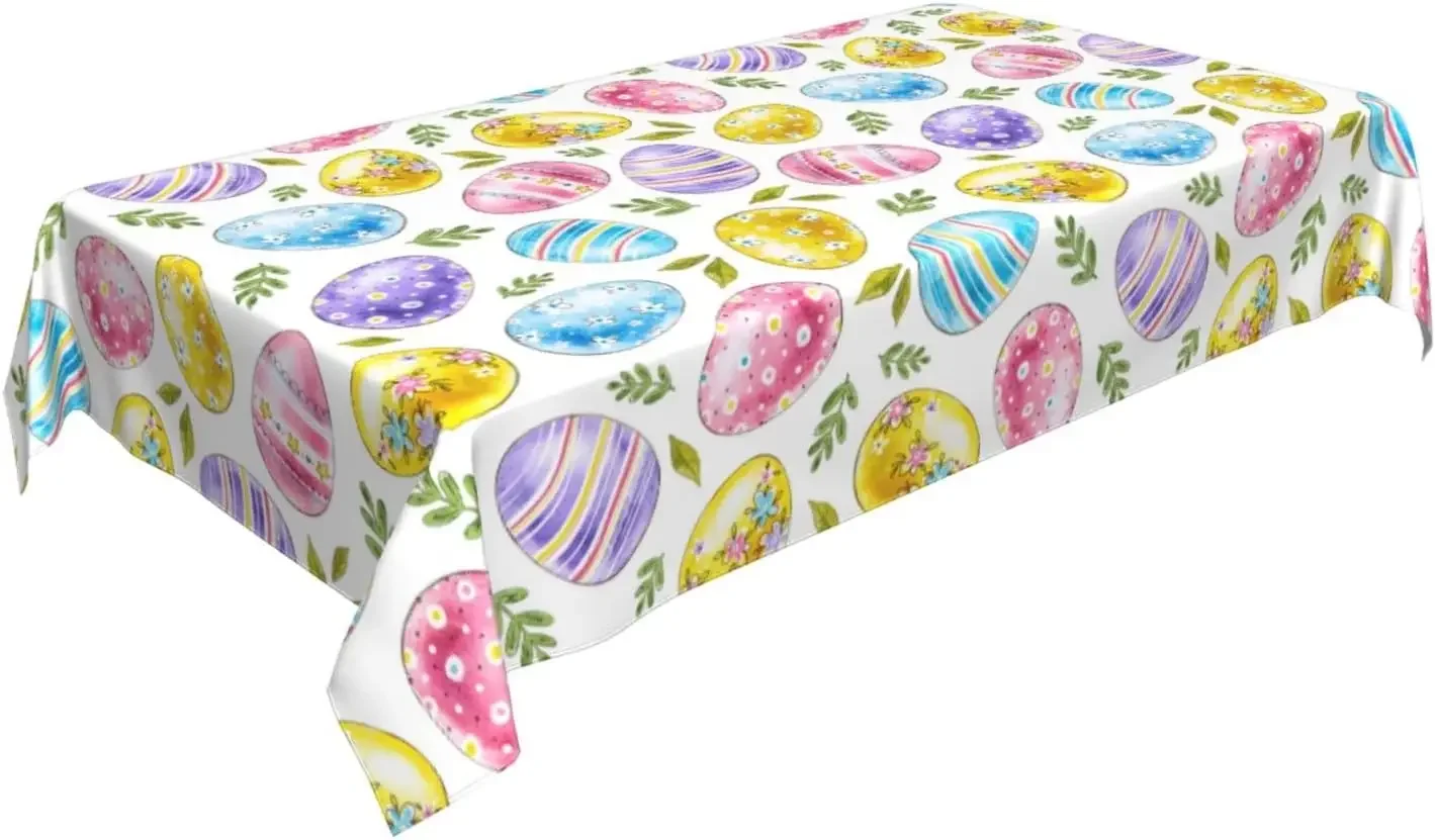 Easter Eggs Waterproof Tablecloths Holiday Party Decor Rectangle Table Cover for Kitchen Dining Table Decor Easter Decorations 4