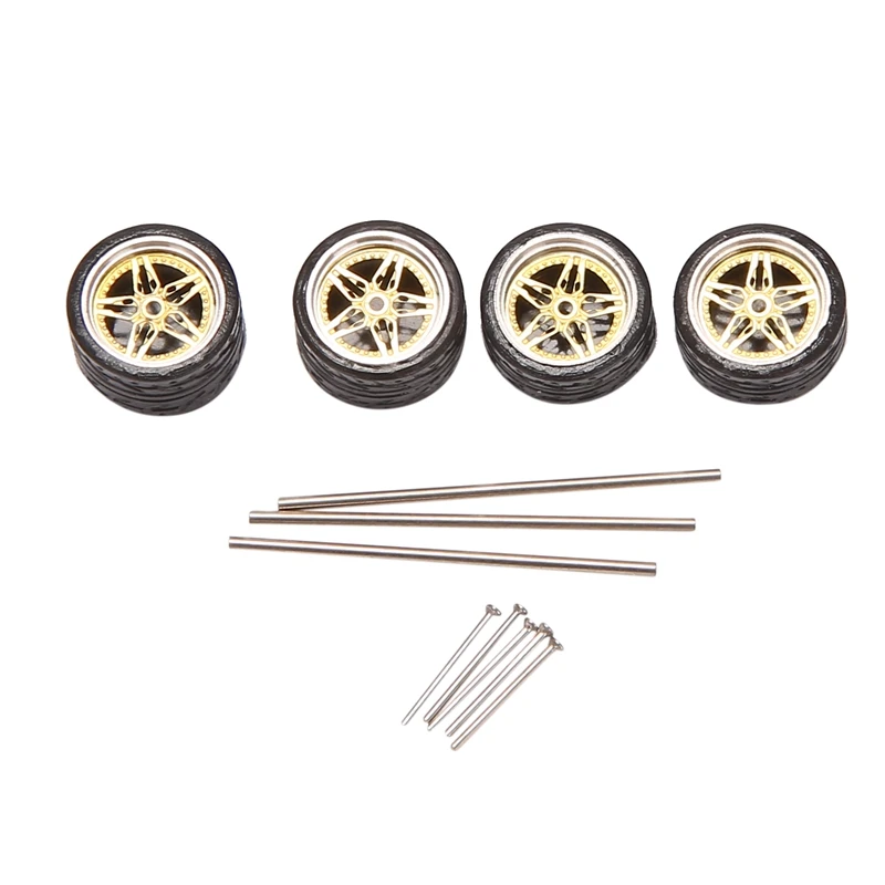 4XWheel Gummi Reifen Diecast Legierung Räder Reifen für 1:64 Hotwheels