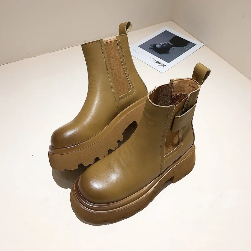 Autumn and Winter New Women's Boots 2023 British Style Ankle Boots Thick Bottom Fashion Women's Boot Short Platform Chelsea Boot