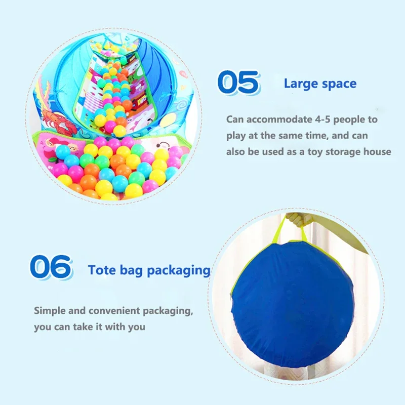 3 in 1 Baby Playpen Ball Pit Dry Pool with Balls Portable Baby Playground Baby Ball Pool Children's Pool Balls Children's Park 5