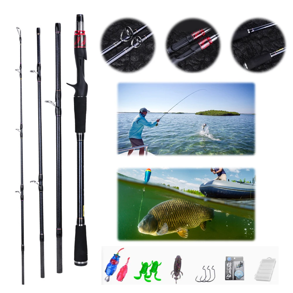 1.8M Fishing Rod 4 Section Multi-Section Rod Ultralight Spinning Casting Lure Fishing Boat Tackle