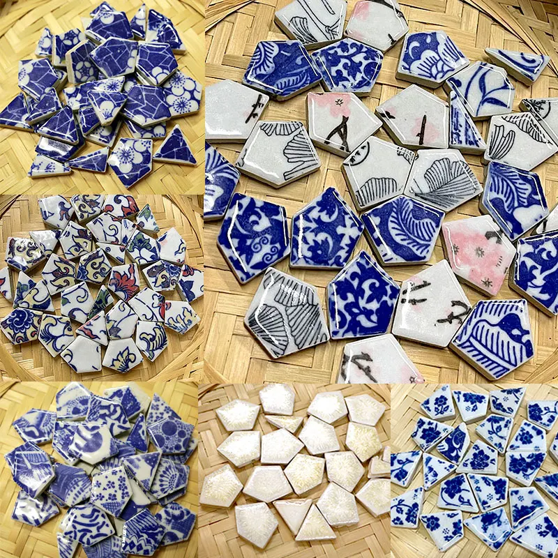 100g Oval Ceramic Mosaic Tiles Multi Color Mosaic Piece DIY Mosaic Making Stones for Craft Hobby Arts Home Wall Decoration arte