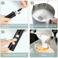 Mousseur à lait électrique aste sans fil, 3 vitesses, détermination de la mousse pour latte, cappuccino, chocolat chaud, USB 5