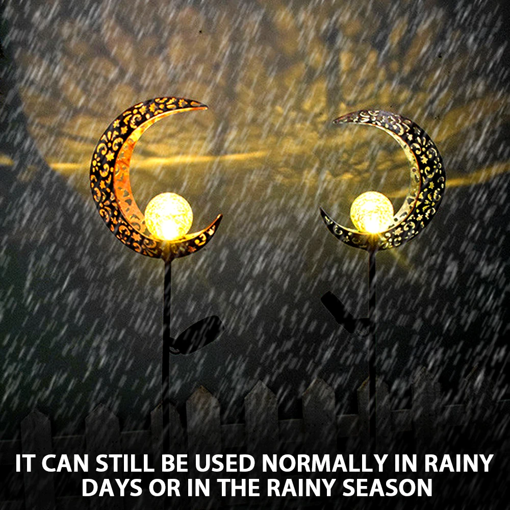 Waterproof Moon Solar Powered LED Stake Lights Night Light Outdoor