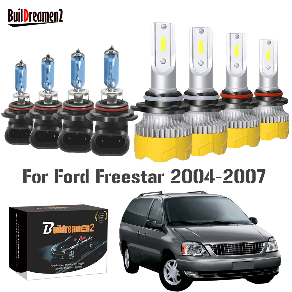 

4 X Автомобильная передняя фара, дальний свет + Ближний свет, светодиодная галогенная лампа, фара ближнего и дальнего света для Ford huawar Mercury Monterey 2004-2007