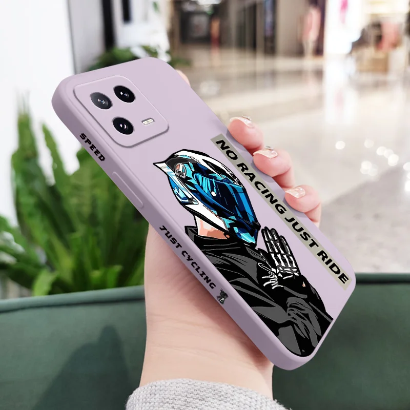 Motorcycle Boy Liquid Silicone Phone Case Cover