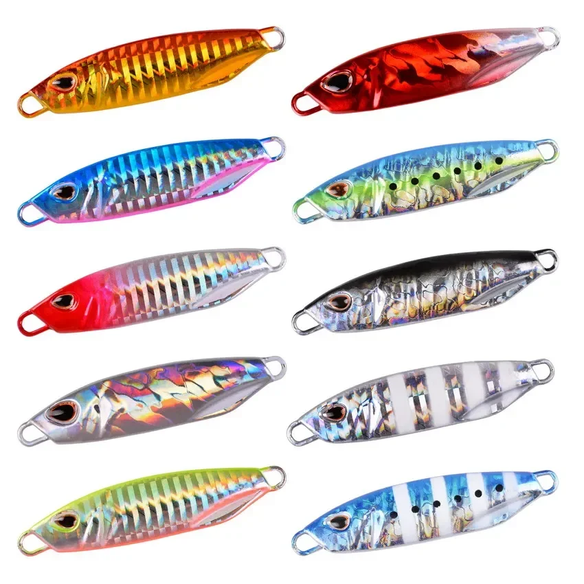 10PCS Metal Jig Fishing Lure Weights 10g-50g Trolling Hard Bait Bass  Fishing Bait Tackle Trout Jigging Lure Jigs Saltwater Lures