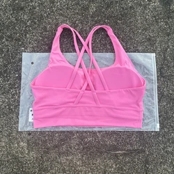 Solid Color Cross Back Women's High - Impact Fitness Bra with Removable Padding - M (Persian powder)
