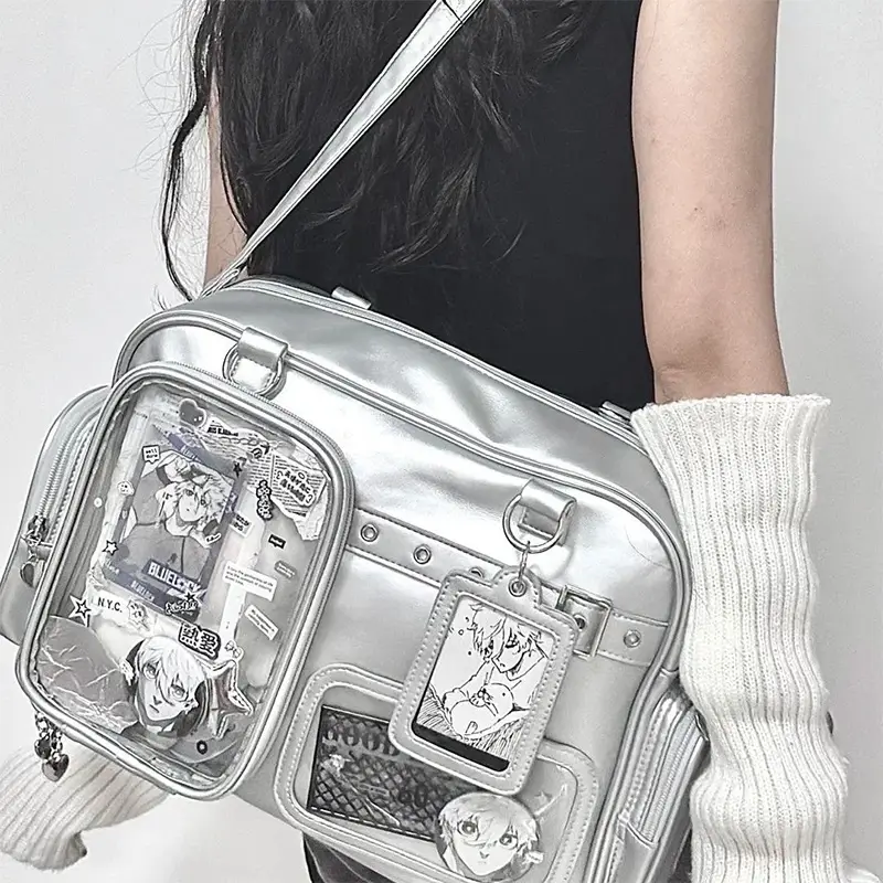 Japanese Tote Bag Fashion Concert Shoulder Bag Student Backpack Transparent Multi-pocket Messenger Bag Zipper Storage Pain Bag - Image 4