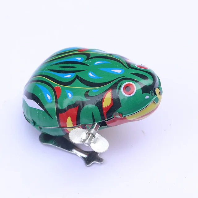 Kids Classic Tin Wind Up Clockwork Jumping Iron Frog Toy Action Figures Toy For Children Kids Classic Toys For Boy Gift Baby 1