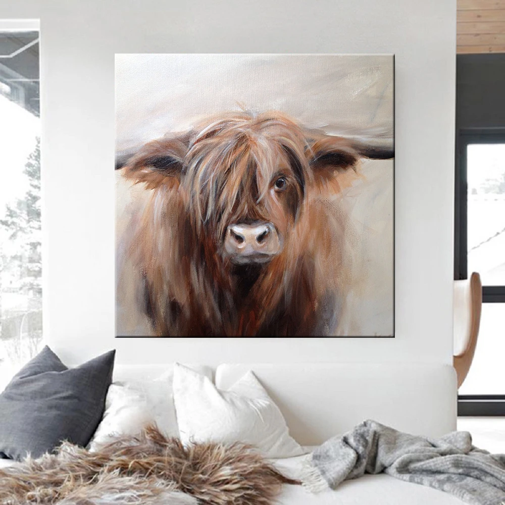 

Modern Scottish Highland Cow Cattle Yak Animal Poster Wall Art Canvas Painting Used for Living Room Home Wall Decoration Cuadros