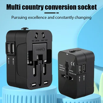 Global Universal Conversion Travel Plug ซ็อกเก็ต USB EU US AC Power Adapter Converter พร้อมการป้องกันเด็กฝาครอบความปลอดภัยล็อค 1