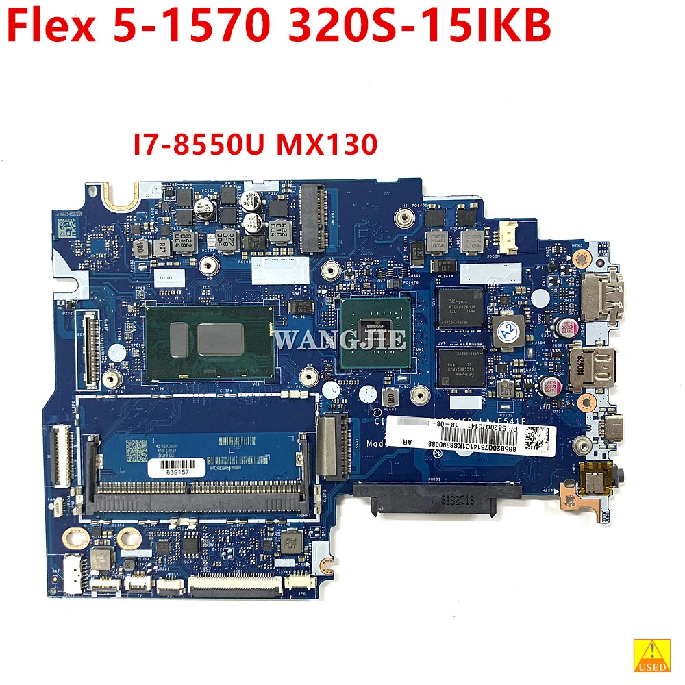 

Used 5B20Q75141 CIUYA LA-E541P For Lenovo IdeaPad Flex 5-1570 320S-15IKB Laptop Motherboard SR3LC + I7-8550U MX130 FP BL 2G GPU