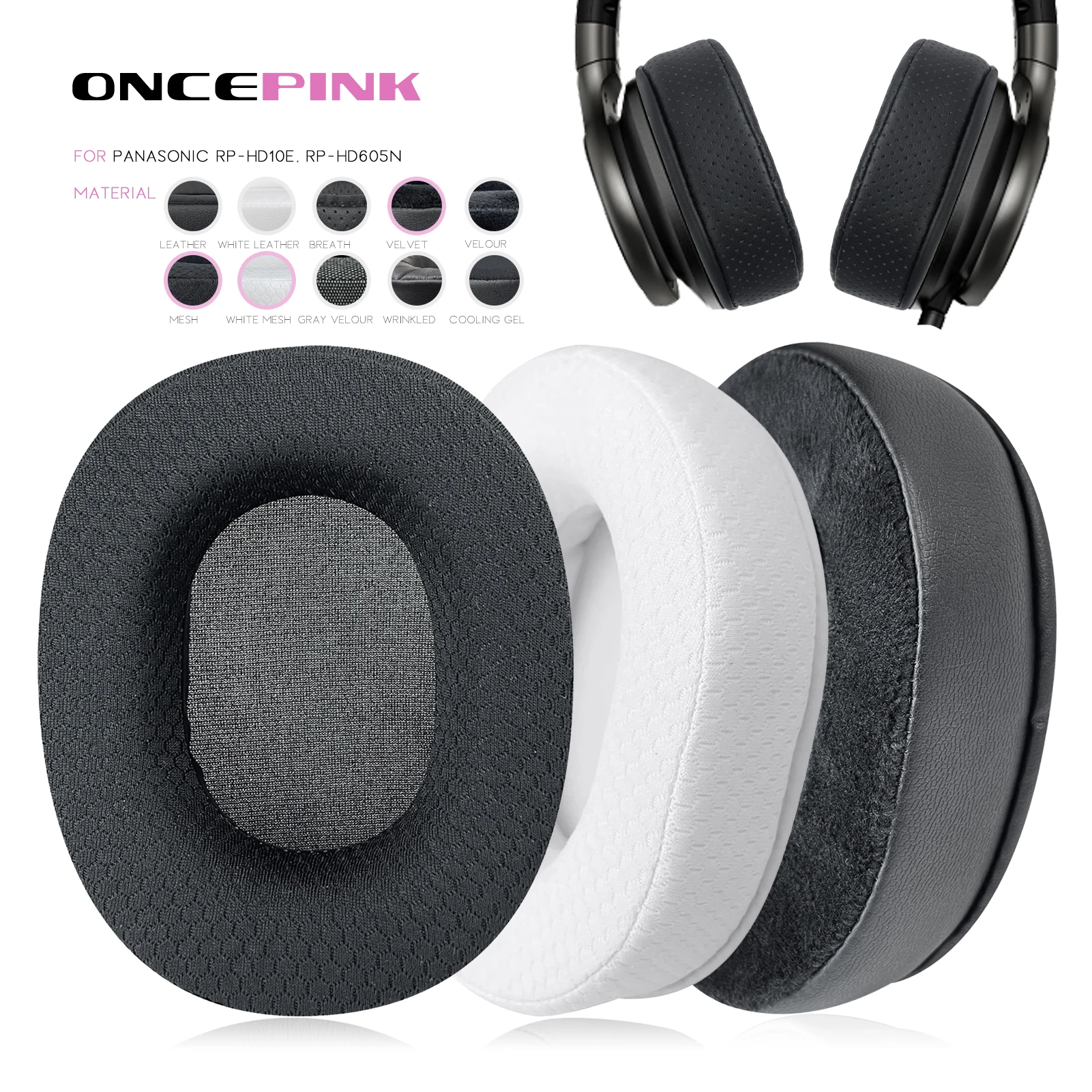 OncepinkReplacementEarPadsforPanasonicRPHD10ERPHD605N