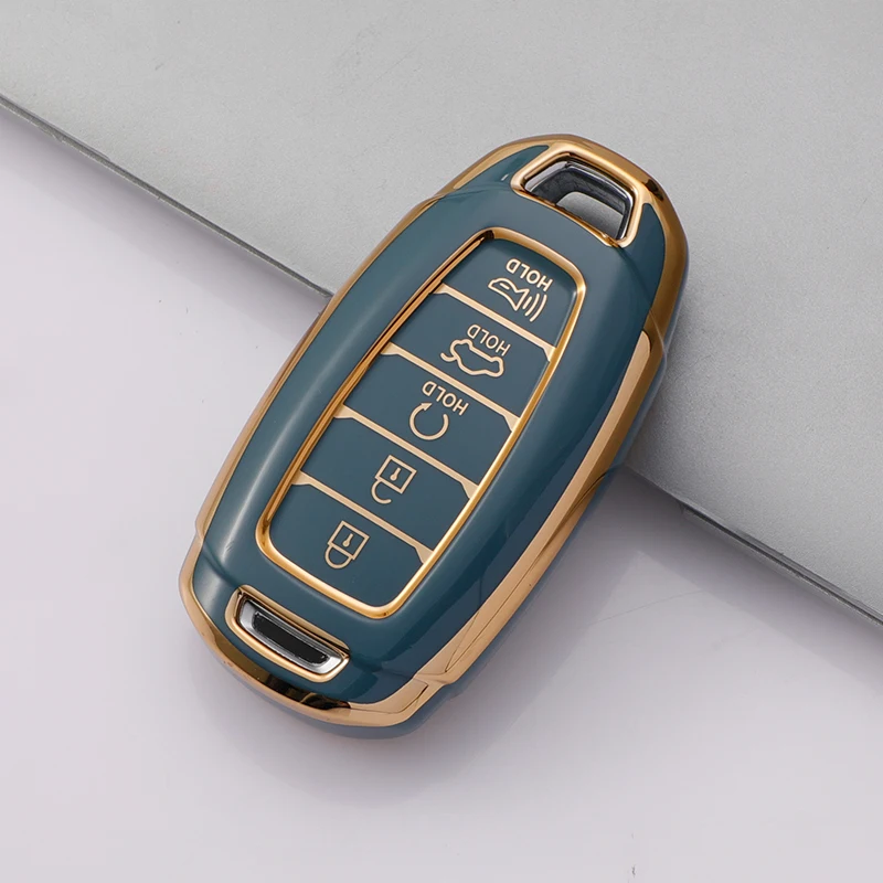 Key Case Cover 5 Button TPU Car Key Fob For Hyundai i30 Ix35 KONA Encino Solaris Azera Grandeur Ig Accent Santa Fe Palisade Keychain
