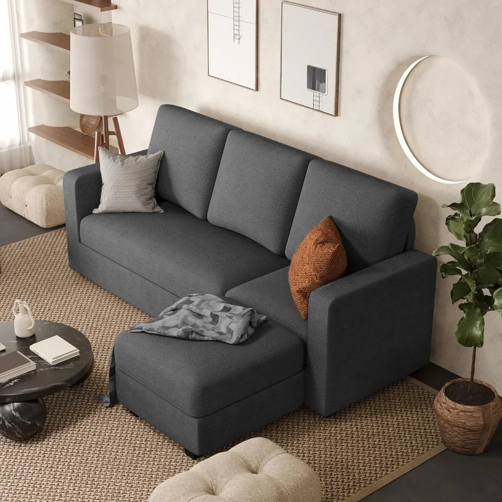 

Convertible Sectional Sofa Couch, L-Shaped Couch with Reversible Chaise, Modern Linen Fabric Couches for Living Room, Apartment