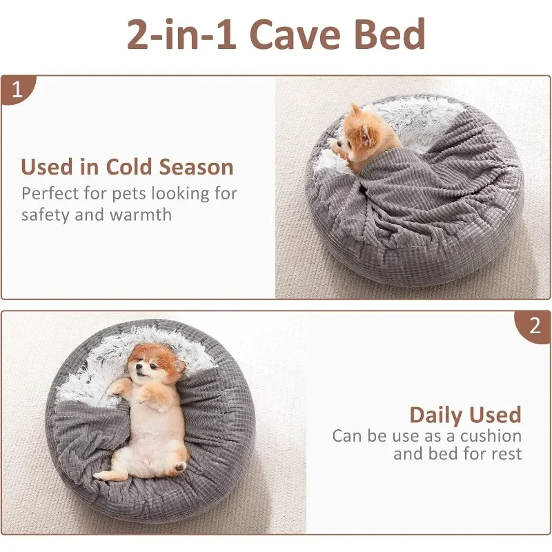 Hooded Calming Dog Cave Bed 3