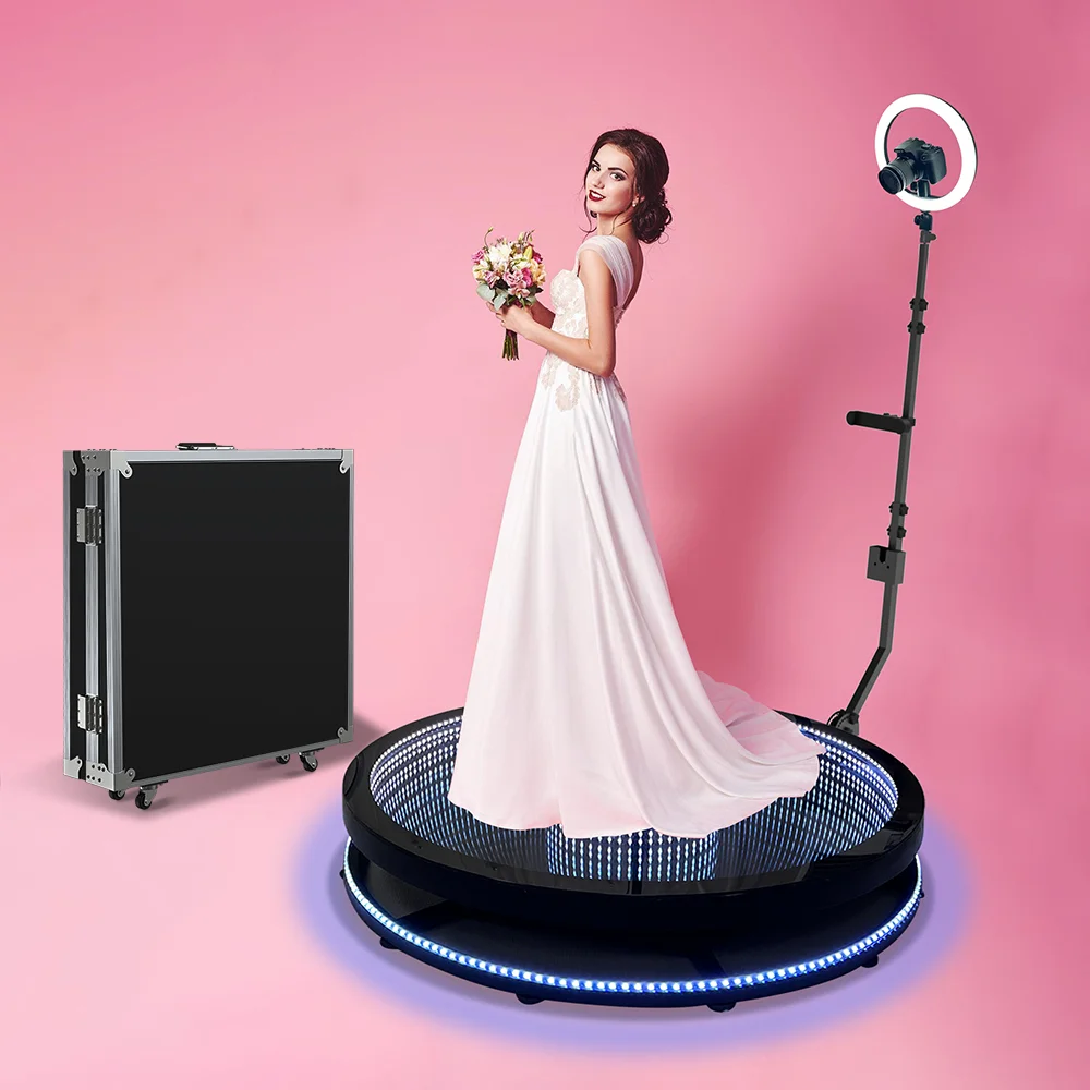 

Spinner Glass 360 Photo Booth Machine 68-115cm for 7ppl Party Wedding Automatic Rotating Selfie Photobooth 360 Tempered Glass