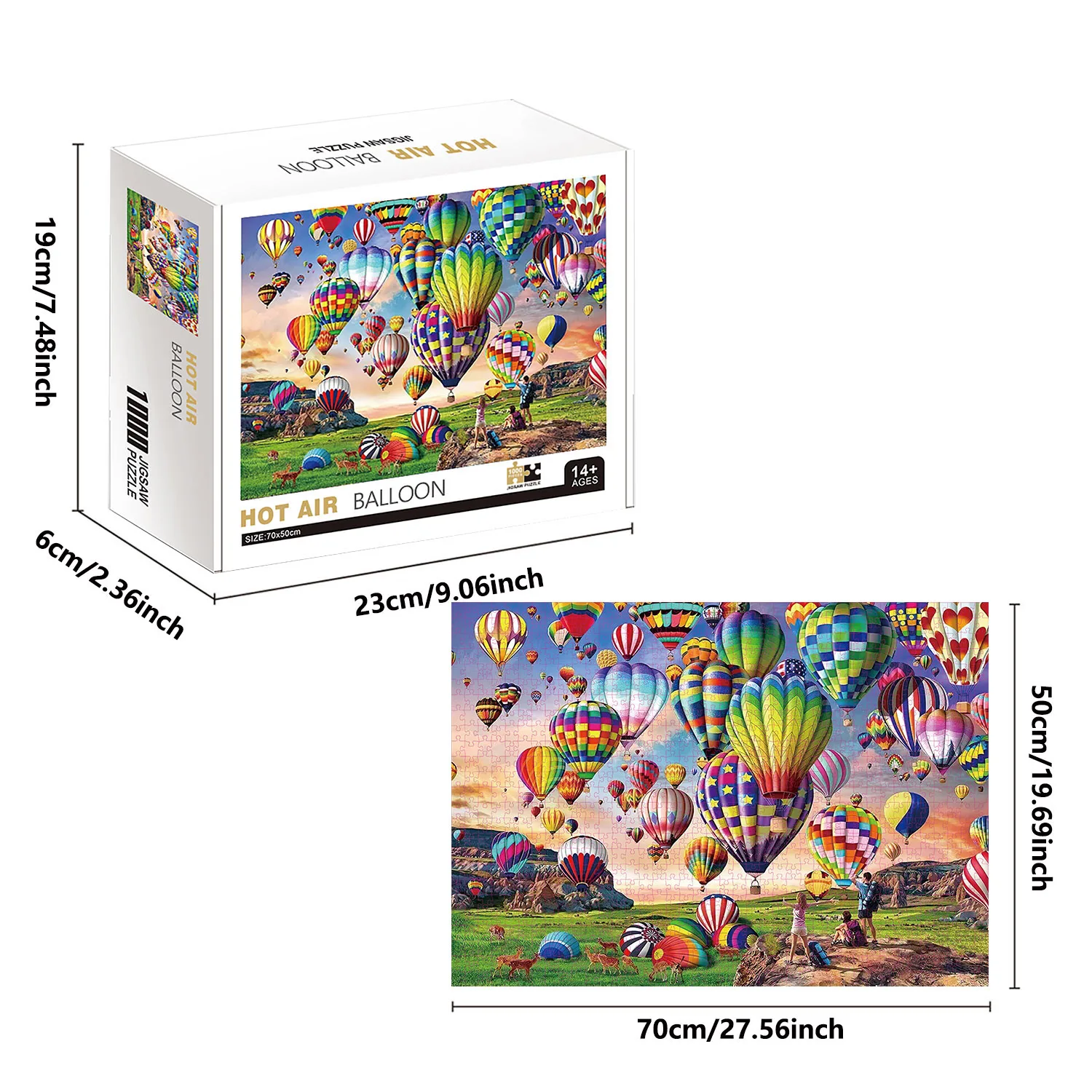 Hot Air Balloon 1000 Piece Puzzle For Adults – Challenging Jigsaw With HD Flowers & Birds Image (27.5x19.6 In)