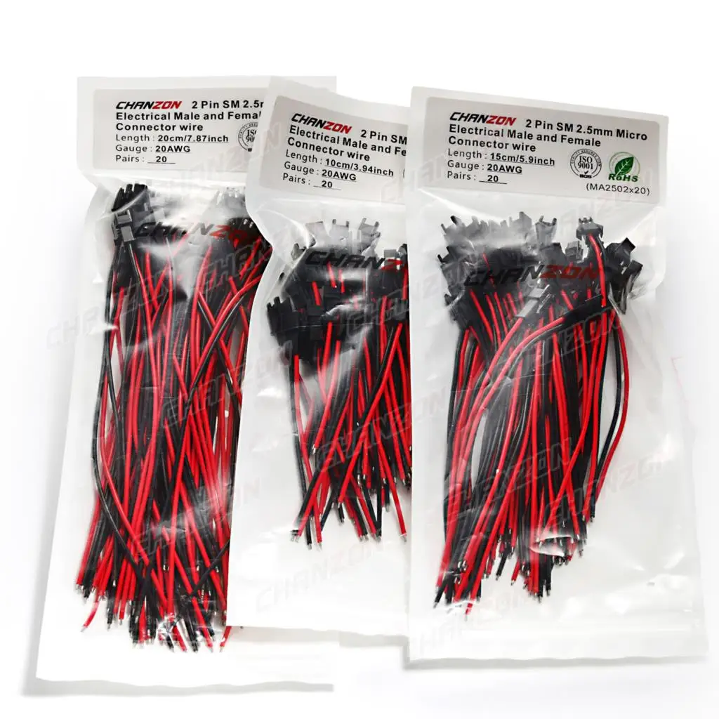 SM 2.54mm 20AWG 커넥터 케이블 JST 2.54 2 핀 어댑터 2Pin 마이크로 배터리 남성 여성 피치 연결 플러그 확장 충전기