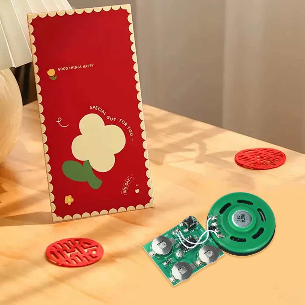 60초 녹음 재생 보드 음악 모듈 인사말 카드 냉장고 스티커 DIY 배터리 버튼 포함 음성 재생 모듈