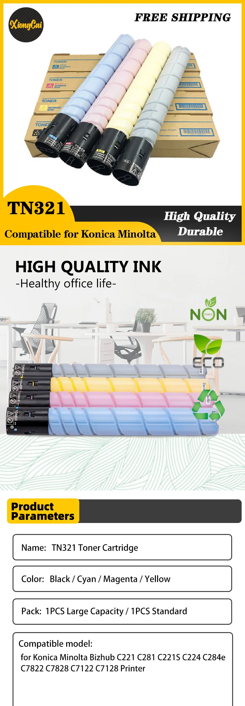 Description Picture 2 of itemToner Cartridge TN321 for Konica Minolta Bizhub C221 C281 C221S C224 C284e C7822 C7828 C7122 C7128 Printer