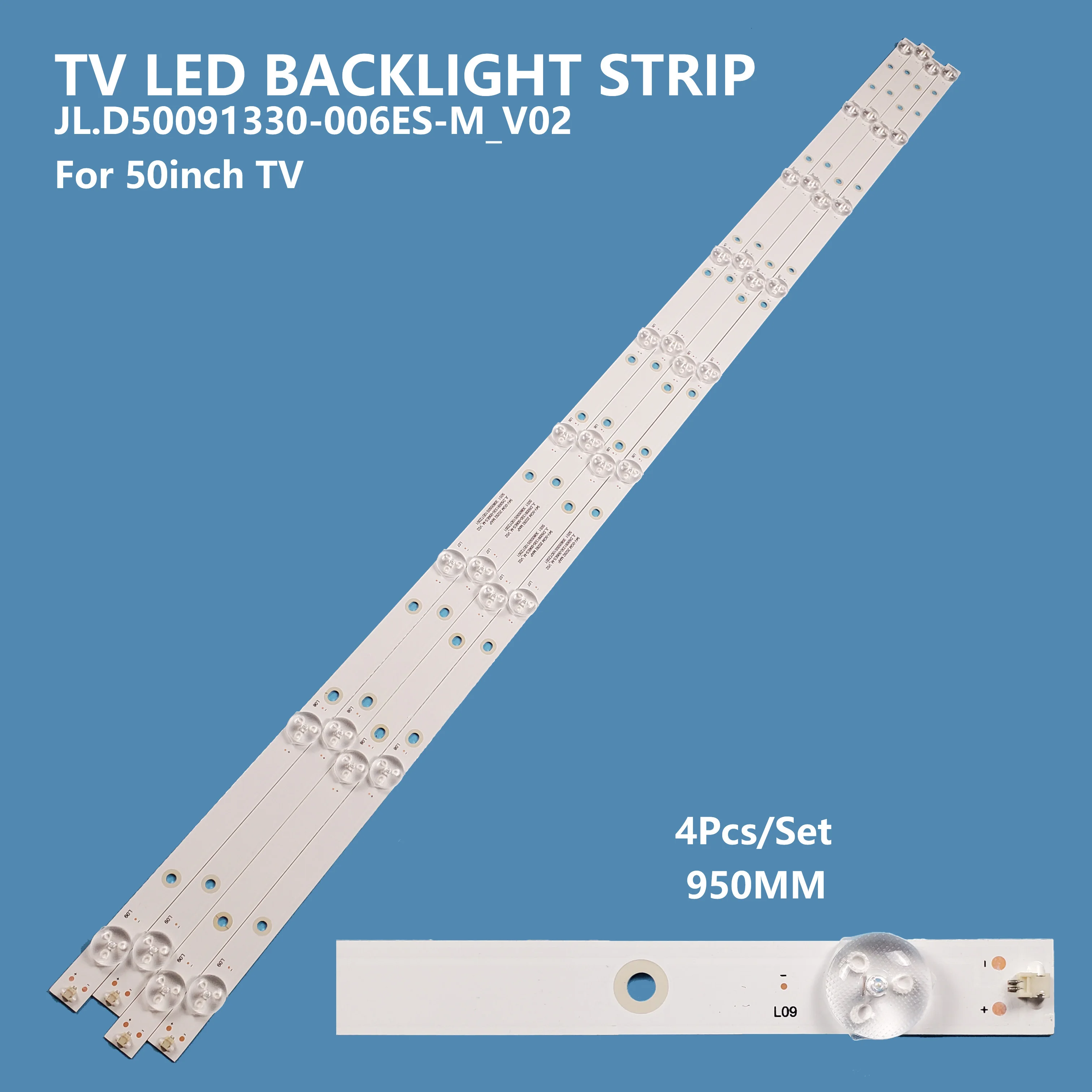 4Pcs/set LED Backlight Bar Light Strip JL.D50091330-006ES-M_V02 50S1 3080550S10DTZ001 for 50inch TV Accessories Repair