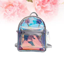 Chic Transparent Holographic Backpack Hologram School Shoulder Bag Satchel Gift for Friends (Silver)