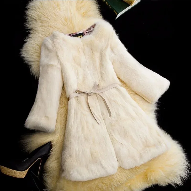 2023 New Women Winter Faux Fur Coat Medium Length for Slimming Imitation Fur Outwear Thick Warm Outwear Fashion Casual Outcoat
