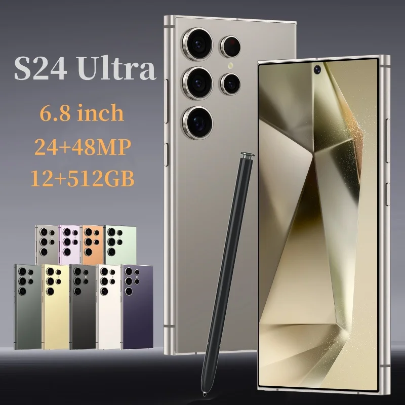 Global Vision S24 Ultra Smartphone 5G Android 5800mAH 8GB RAM 512G ROM 6.8Inch 1920x1080HD 24+48MP MTK10 4G Network Mobile Phone