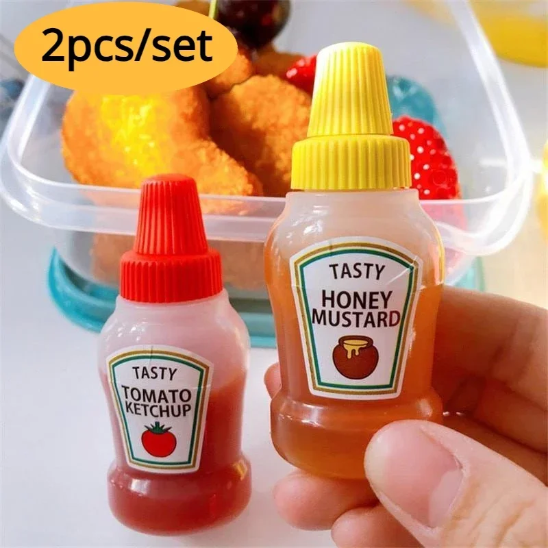 2Pcs/Set 25ML Mini Tomato Ketchup Bottle Portable Small Sauce Container Salad Dressing Container Pantry Containers sauce bottle squeeze bottle