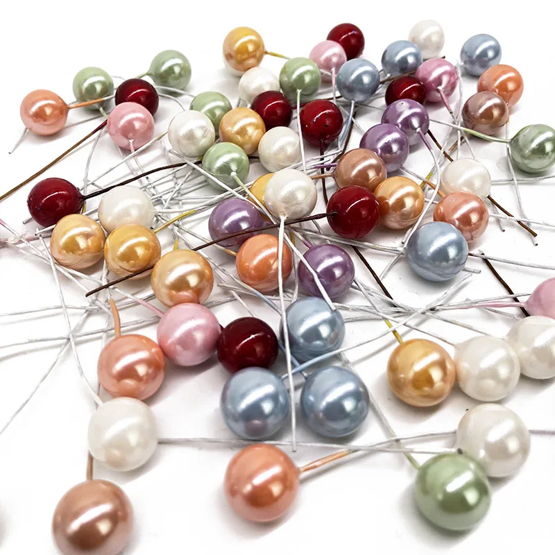 50/100Pcs Weihnachten Beeren Gefälschte Obst Künstliche Perle Blume Staubblätter Kirsche Hochzeit Weihnachten Dekoration Weihnachten Kränze Navidad