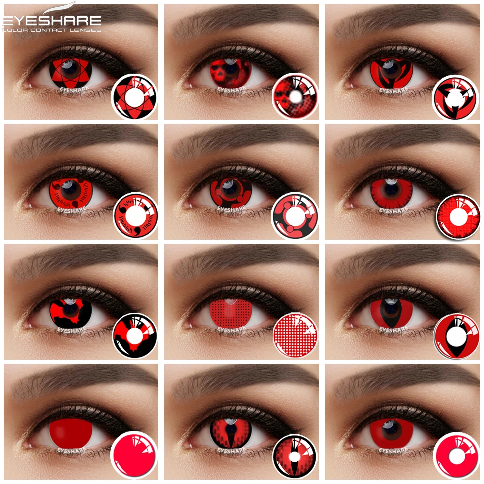 Eyeshare 1 Paio Di Lenti A Contatto A Colori Cosplay Di Halloween Lenti A Corsetto Rosse Belle Lenti Per Allievo Lenti A Contatto Pazze Trucco Degli O