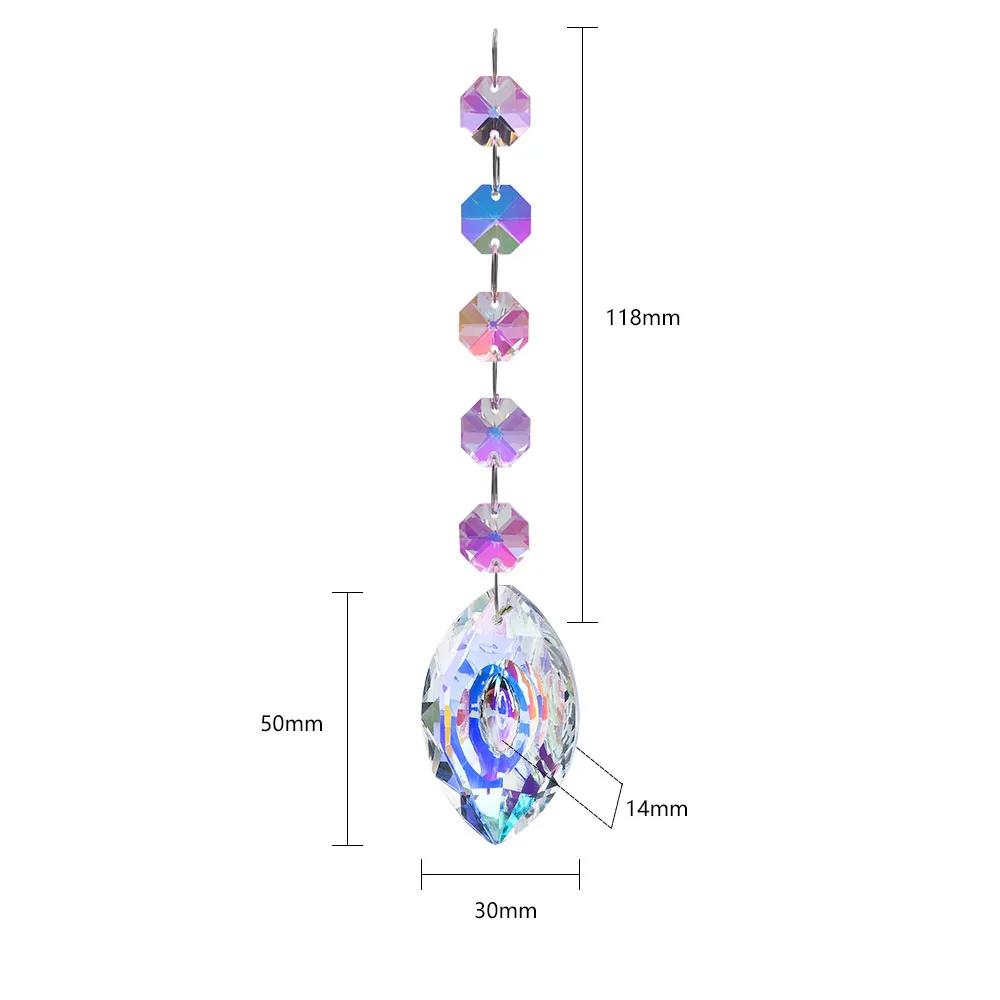 Hanging Crystal Pendant Suncatcher AB Color Rainbow Curtain Pendant Sun Catcher Glass Prism Outdoor Window Home Garden Decor