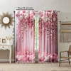 2 pcs, versatile polyester transparent curtains for home decoration Pink Floral for use in bedrooms and living rooms 3