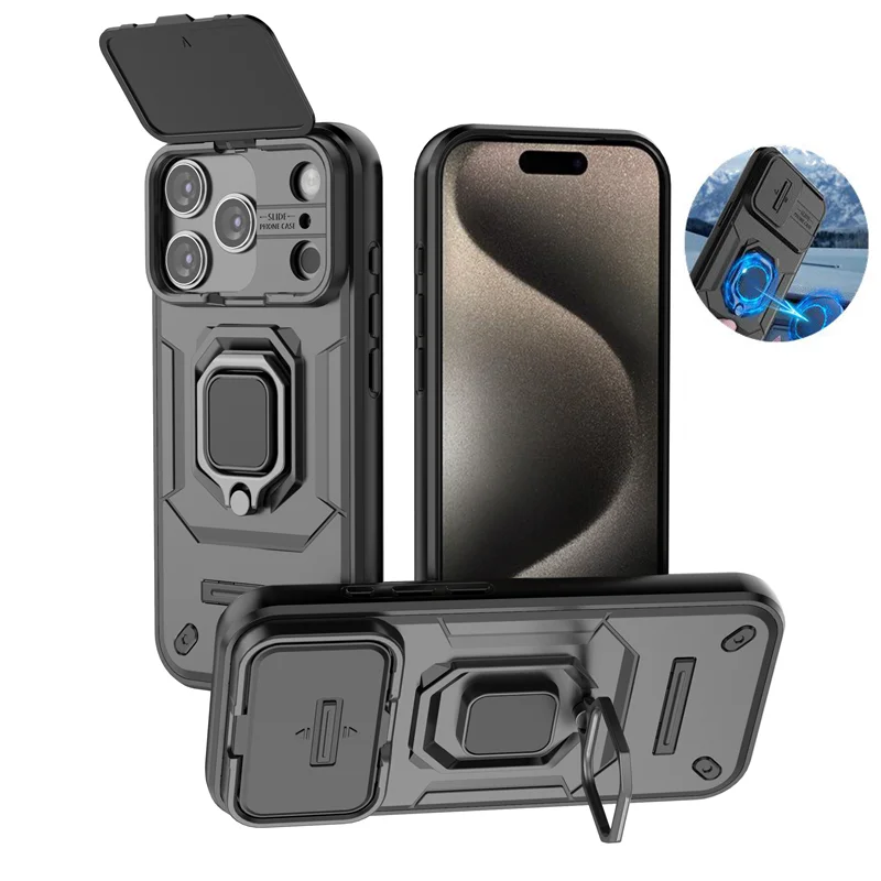 Armor Protective Case with Slide Camera Cover and Ring Holder